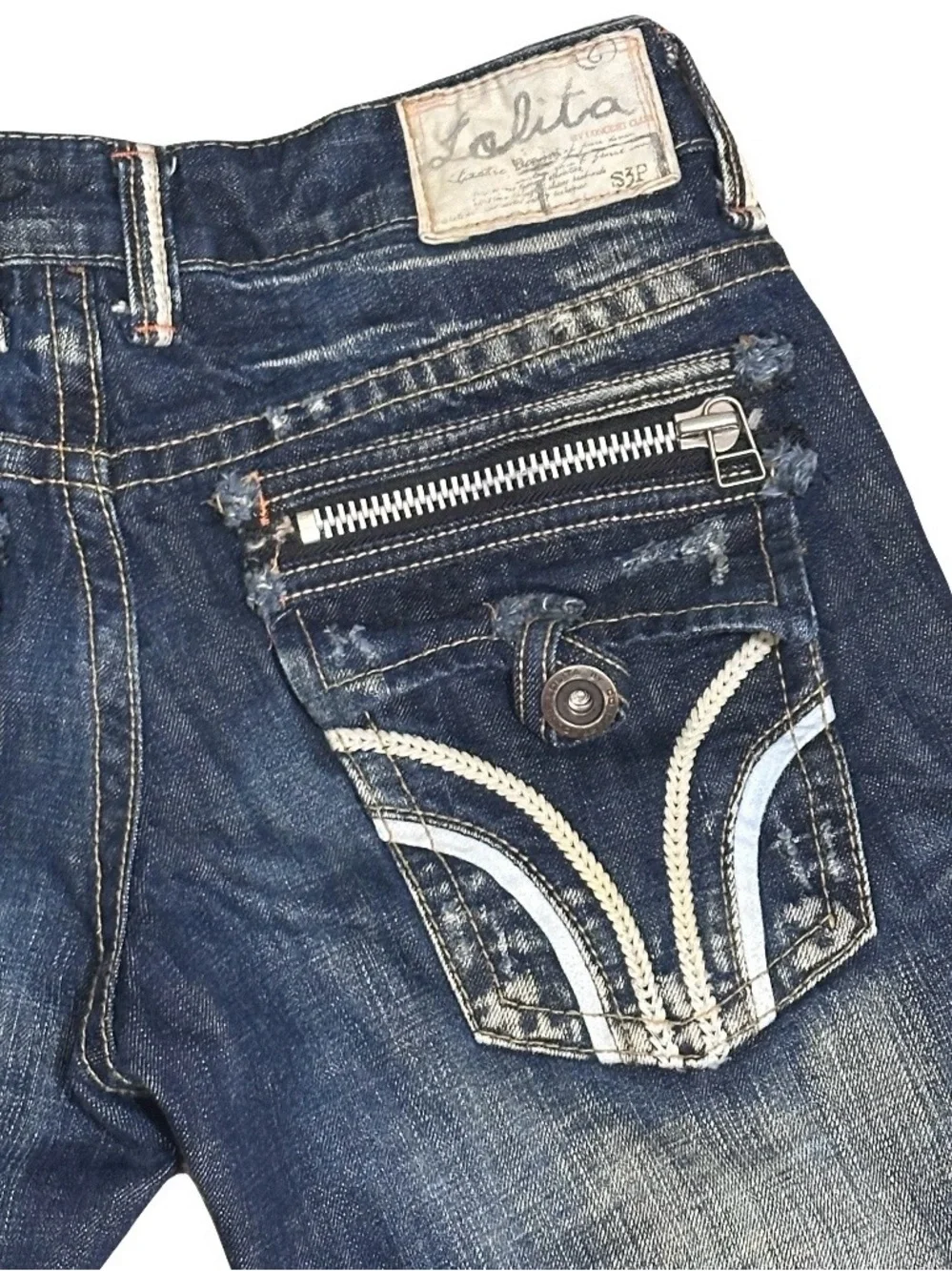 VTG Lolita by Concert Club Y2K Low Rise Bootcut Jeans Distressed Wash Size 27 - Picture 5 of 7